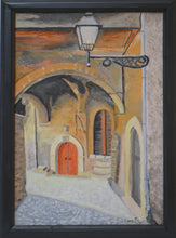Load image into Gallery viewer, Lamp lighting ancient alley. Campo di Give (Aq) Italy streetscape