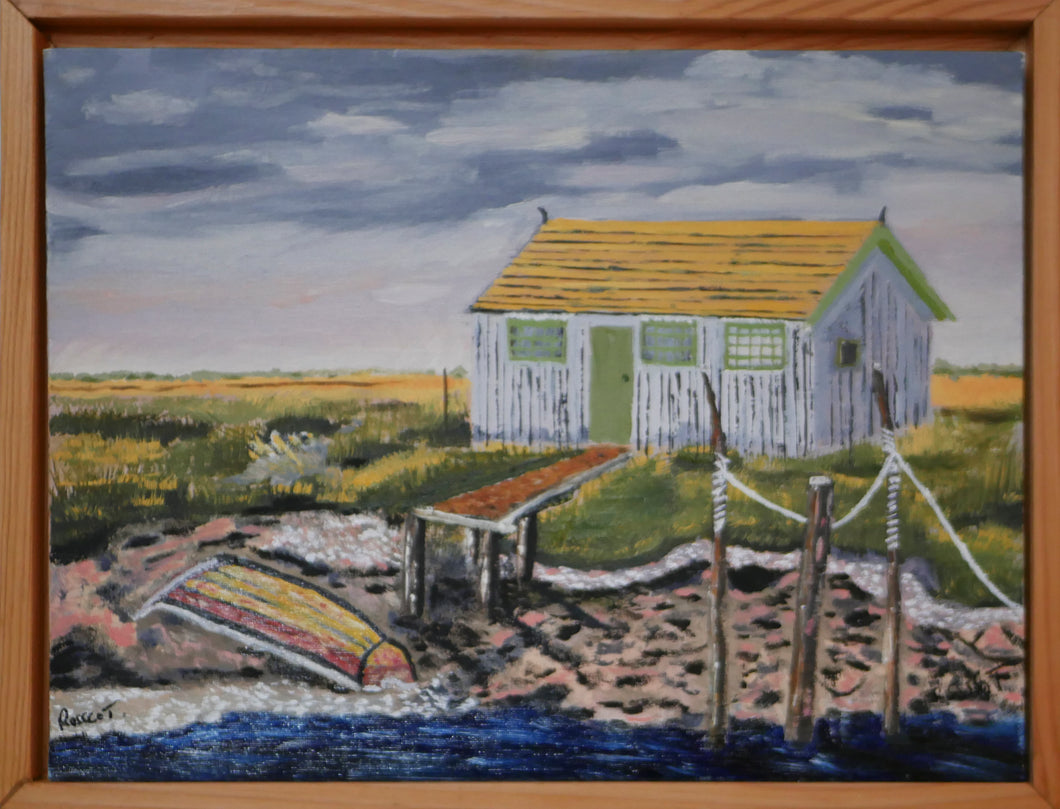 Oyster farm landscape. Ile de Re, France.