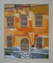 Load image into Gallery viewer, Orange building with timber door and windows.
